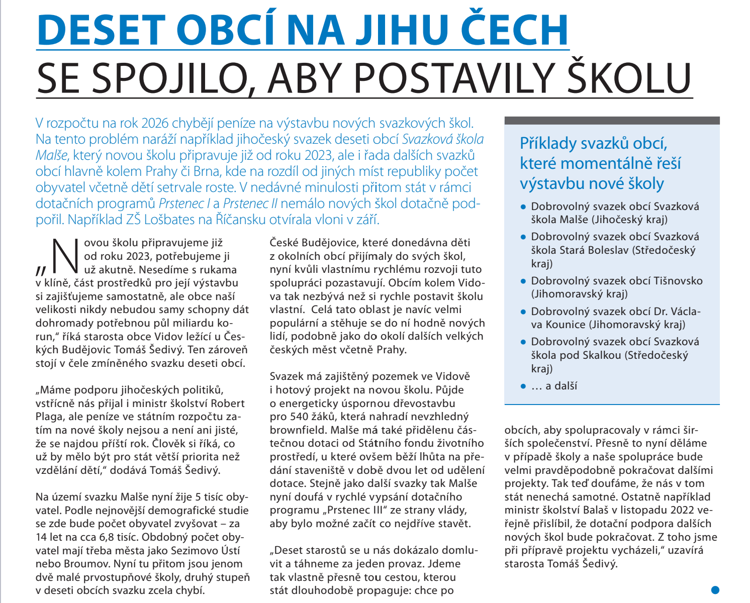 Náš svazek je vidět v médiích